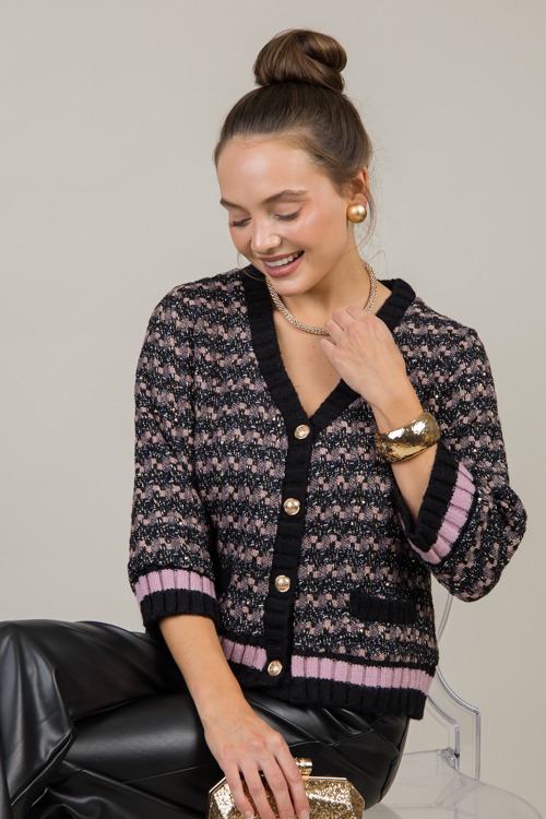 Sequin Tweed Cardigan, Black - 1119-79p.jpg