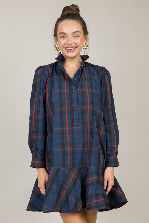 Picture Perfect Plaid Dress, Navy