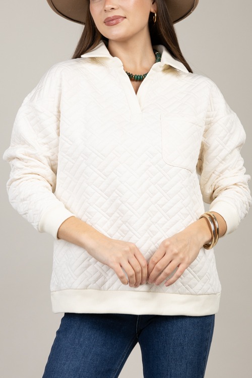 Sally Textured Pullover, Cream