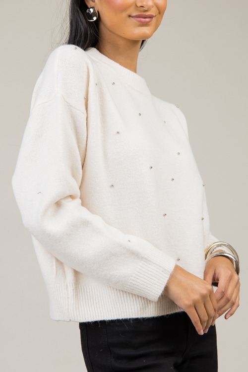 Studded Sweater, Cream