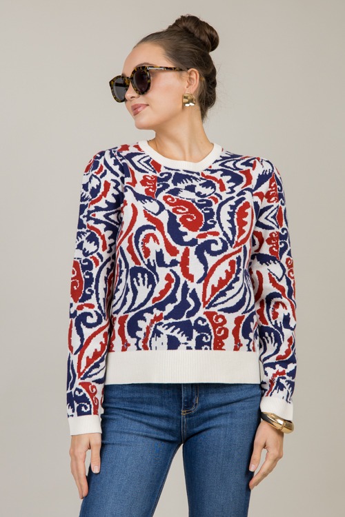 Steph Printed Sweater, Ivory