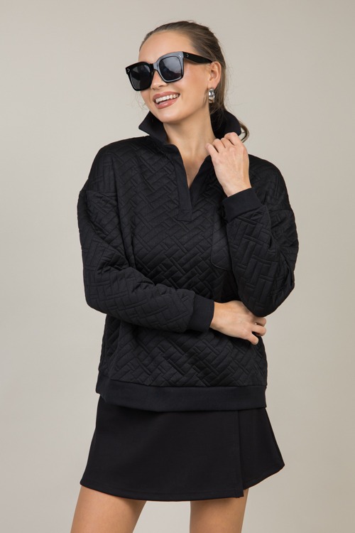 Sally Textured Pullover, Black