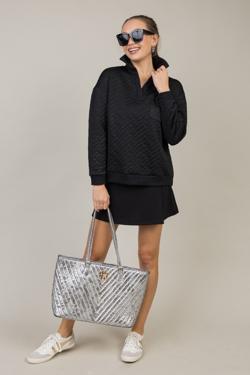 Sally Textured Pullover, Black