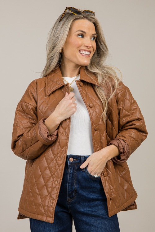 Quilted Leather Jacket, Brown