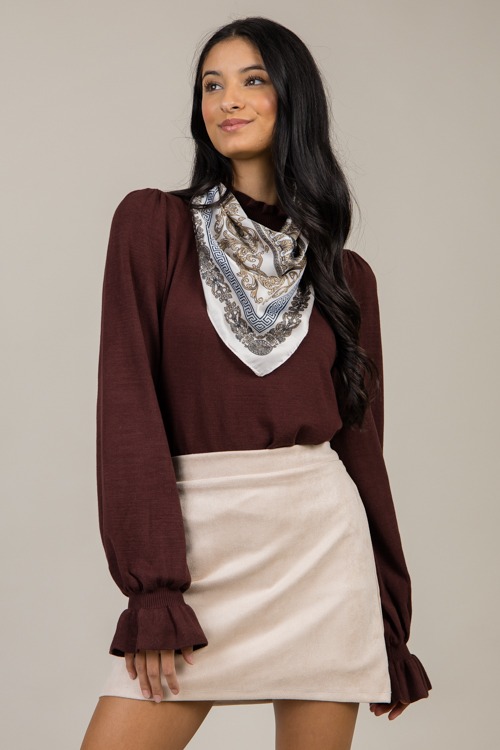 Ruffle Trim Sweater, Chocolate - 1121-110h.jpg