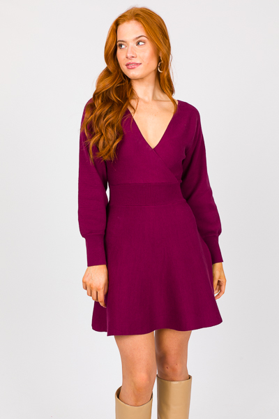 Sweater Knit Dress, Eggplant