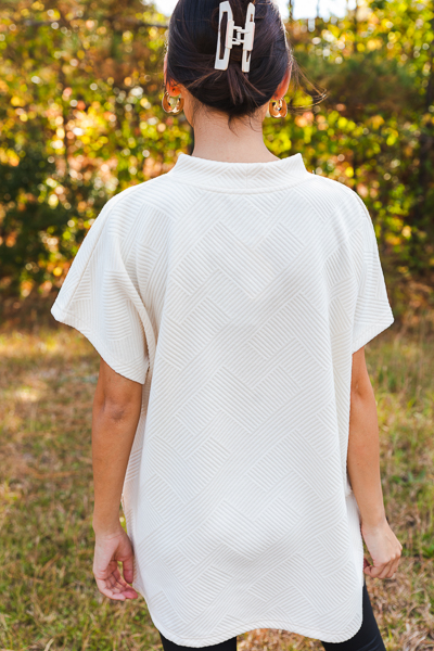 Short Sleeve Texture Top, Cream