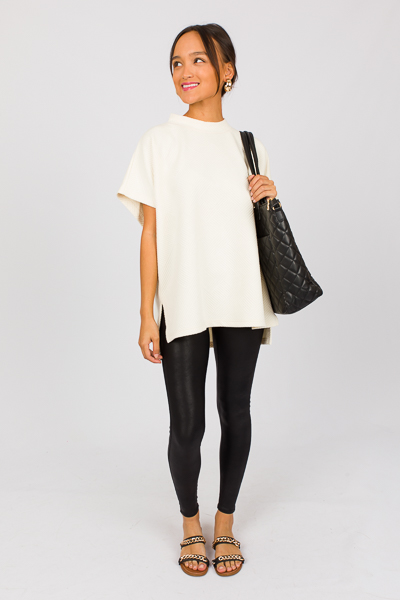 Short Sleeve Texture Top, Cream