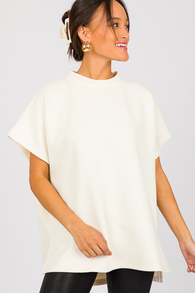 Short Sleeve Texture Top, Cream