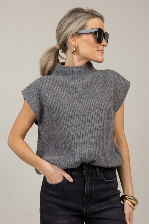 Hal Mock Neck Sweater, Charcoal