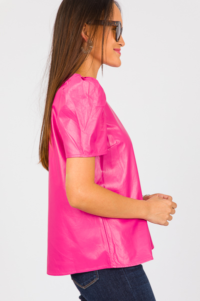 Madelyn Leather Top, Fuchsia