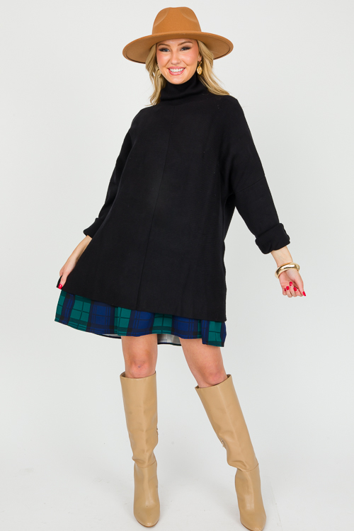 Hudson Plaid Dress, Navy Green