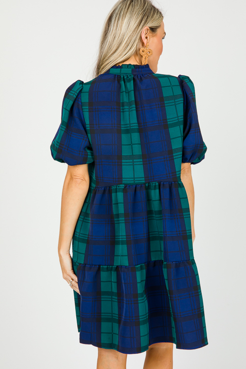 Green and shop navy plaid dress