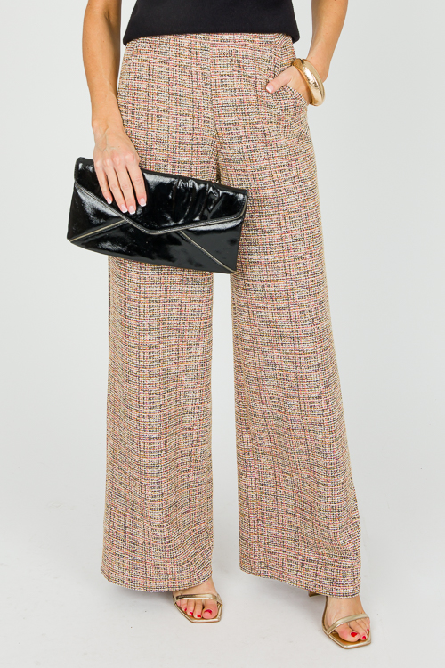 Tweed Wide Leg Pants, Multi