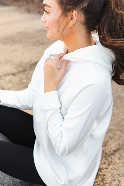 Side Zip Hoodie, Ivory