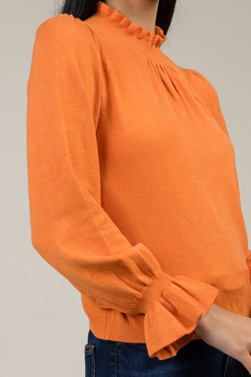 Ruffle Trim Sweater, Orange - 1121-52h.jpg