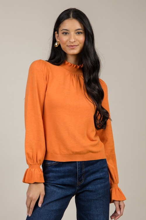 Ruffle Trim Sweater, Orange - 1121-56.jpg