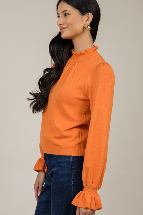 Ruffle Trim Sweater, Orange - 1121-57.jpg