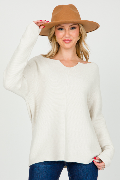 Notch Neck Sweater, Urban Grey