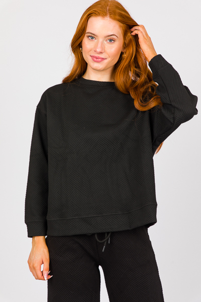 Solid Texture Sweatshirt, Black