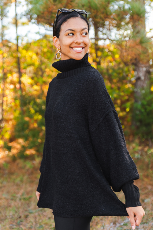 Texture Knit Sweater, Black