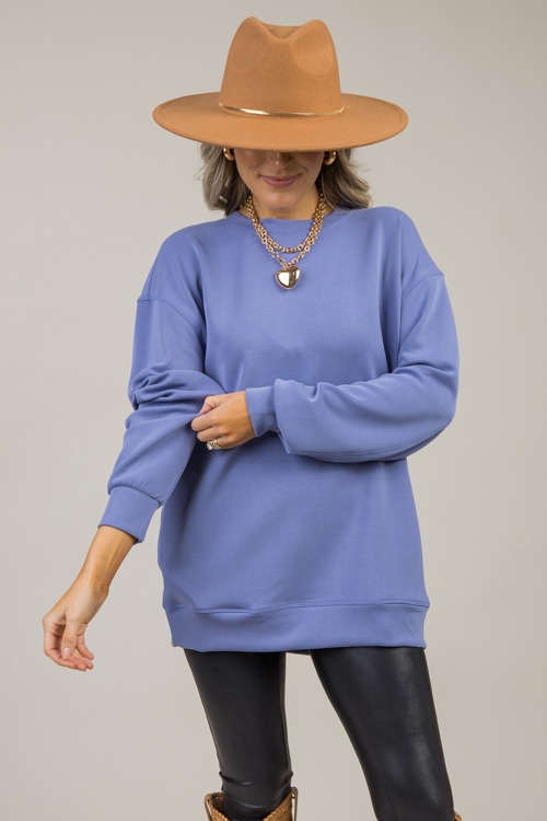 Oversized Creamy Crew Neck, Blue