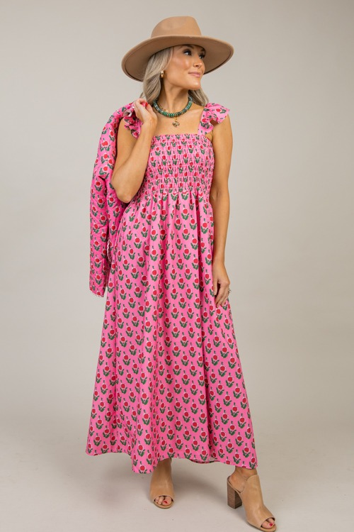 Smock Talk Floral Midi, Pink