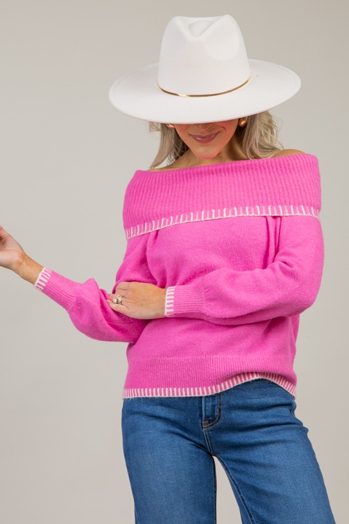 Down the Line Sweater, Fuchsia