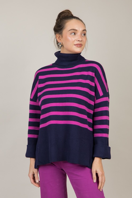 Cory Stripe Sweater, Navy