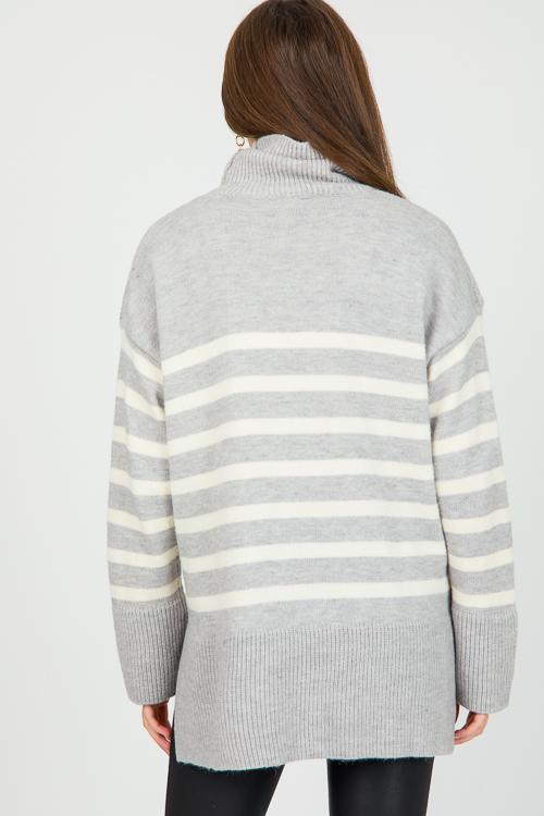 Deb Stripe Sweater, Grey/Ivory