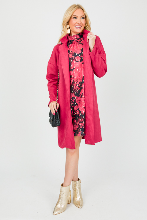 Allen Suede Coat, Warm Red