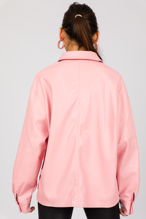 Pink Leather Button Shirt