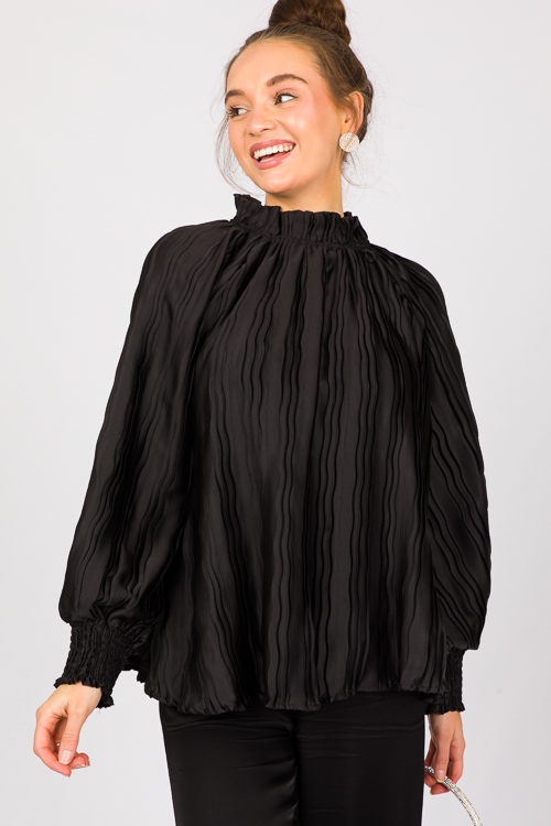 Pleat Texture Blouse, Black