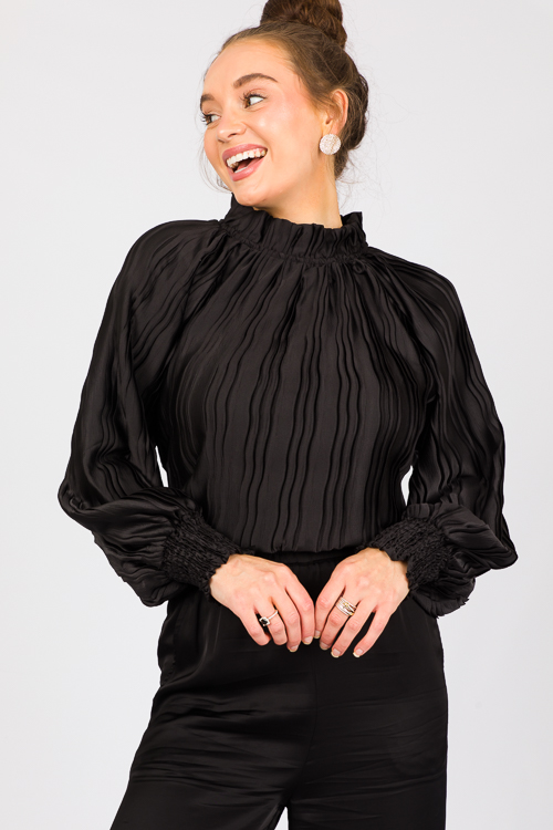 Pleat Texture Blouse, Black