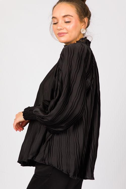 Pleat Texture Blouse, Black