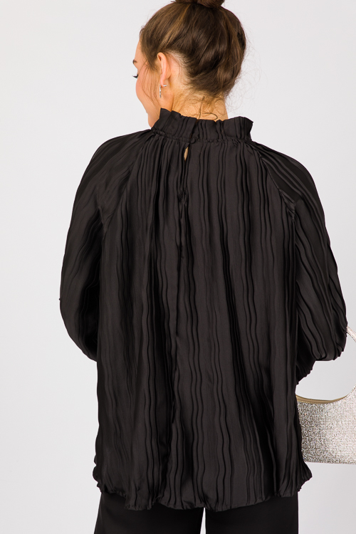 Pleat Texture Blouse, Black