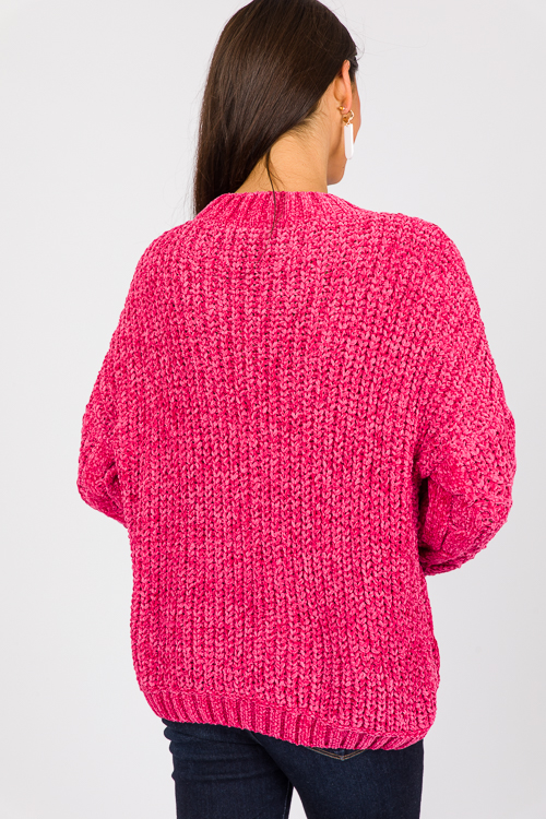 Lily Chenille Sweater, Hot Pink