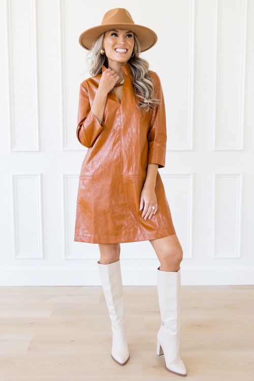 Rust Leather Dress