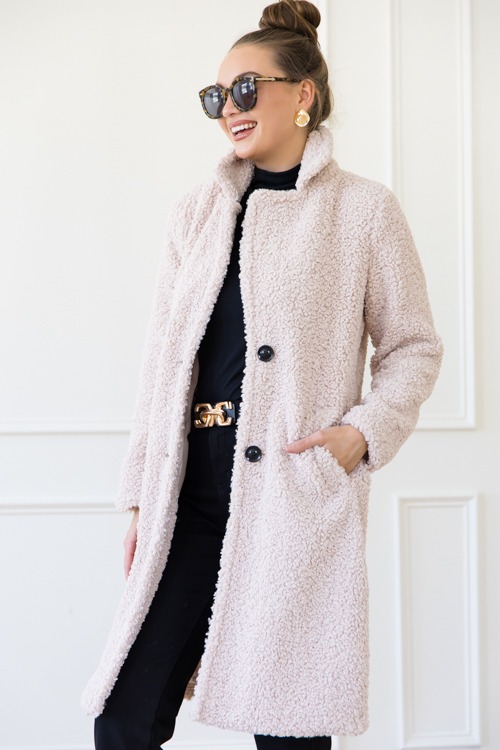 Sherpa Boucle Coat, Cream