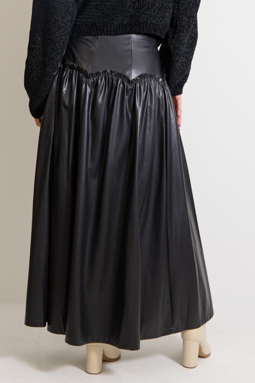 Ruffle Seam Leather Skirt, Black - 1125-55.jpg