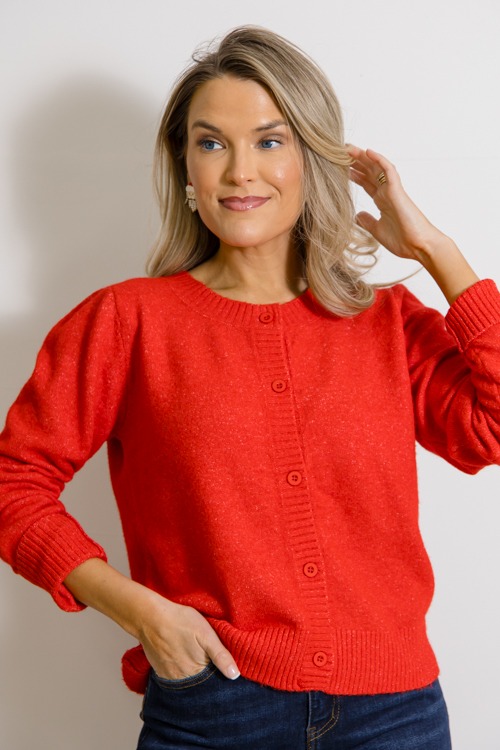 Alaina Button Cardigan, Red - New Arrivals - The Blue Door Boutique