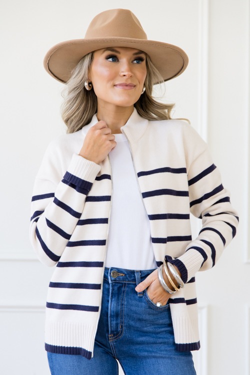 Stripe Zip Sweater Jacket, Ivory - 1125-85.jpg