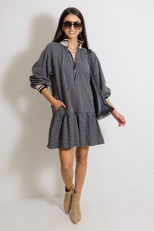 Stripe Contrast Zip Dress, Black - 1125-96.jpg