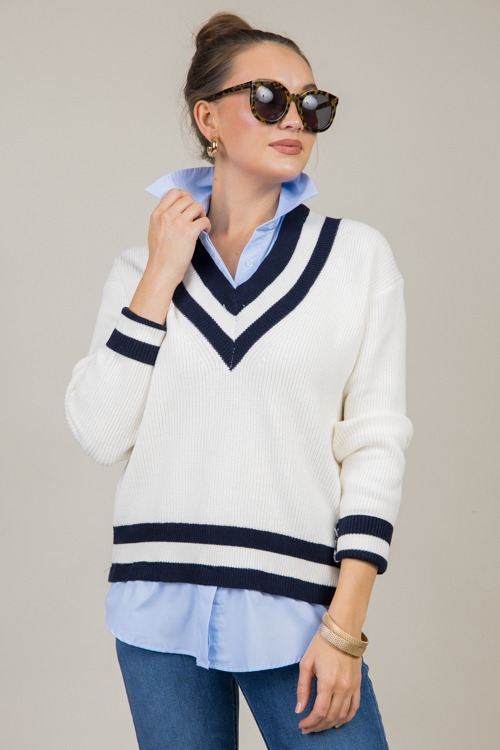 Varsity Stripe Layered Sweater