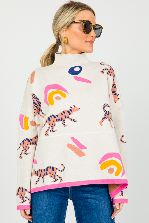 Abstract Animal Sweater, Cream