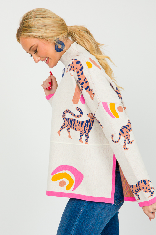 Abstract Animal Sweater, Cream