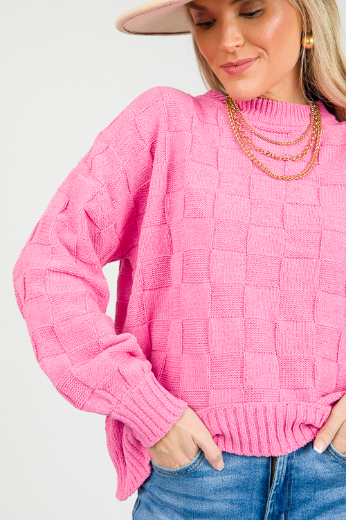 Checker Sweater, Pink