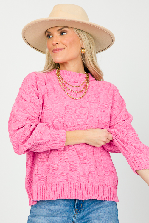 Checker Sweater, Pink