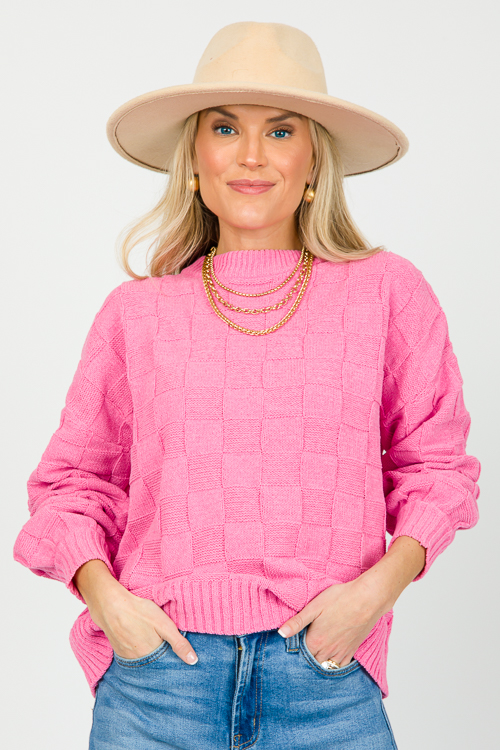 Checker Sweater, Pink