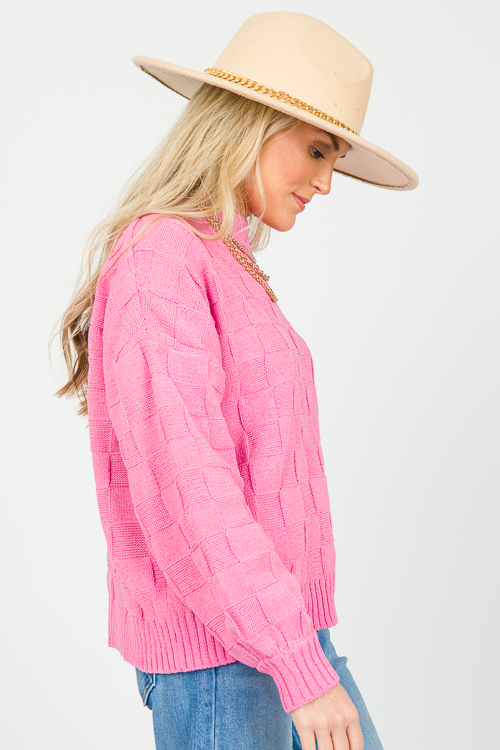 Checker Sweater, Pink